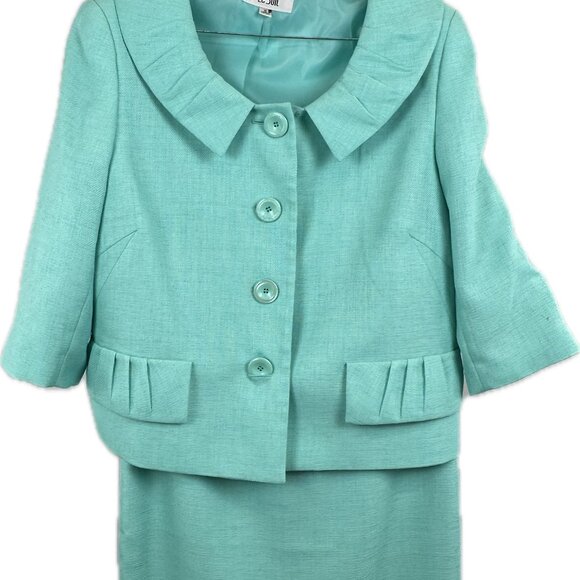Beautiful Le Suit 2-piece Robin Egg Blue Skirt Suit Set- Size 18 - Picture 1 of 4